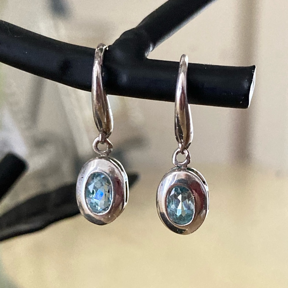 Aquamarine Crystal and Silver earrings